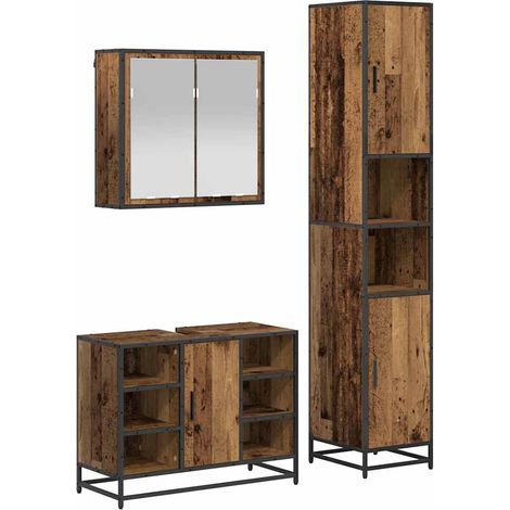 Maison Exclusive - Set di mobili per il bagno con lo scaffale 3 pcs Legno vecchio