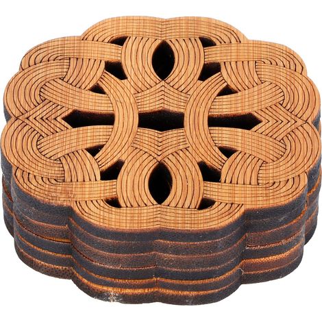 6 Pièces Sous-verres en Bambou Antibrûlure pour Cérémonie du Thé, Protection Isolante (Modèle 2) (1/5)