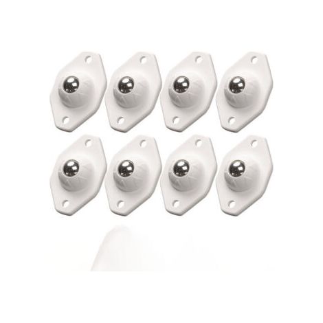 Lot de 8 Mini Roulettes Plates Acier 360° Blanc - Universelles pour Petits Appareils & Boîtes de Rangement (1/4)