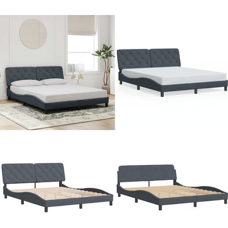 Bettgestell ohne Matratze Dunkelgrau 160x200 cm Samt - Bettsofa - Doppelbett - Boxspringbetten - Samtcouch - Wohnbereich - Home & Living