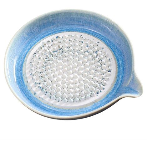 Râpe à ail et gingembre en céramique bleue - Plaque à râper à dents acérées pour des saveurs fraîches, rangement multifonctionnel, compatible lave-vaisselle, en céramique de qualité alimentaire (1/5)