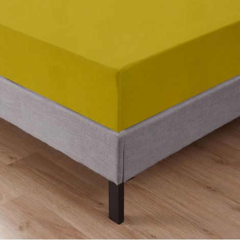 Lenzuolo Sotto Con Angoli Elastici 100% Puro Cotone Giallo - Singolo (1/5)