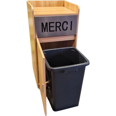 Poubelle snack merci marron avec bac plastique 110L