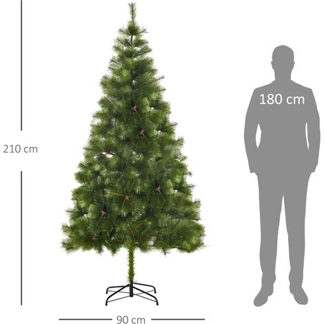Sapin de Noël artificiel 210 cm, arbre conifère 505 branches, décoration festive avec pied métallique, idéal intérieur (1/5)