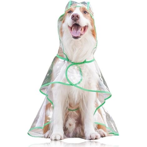 (vert transparent) Manteaux imperméables pour chiens, imperméable pour chien imperméable pour animaux de compagnie avec capuche imperméable pour chiens de petite et moyenne taille (1/5)
