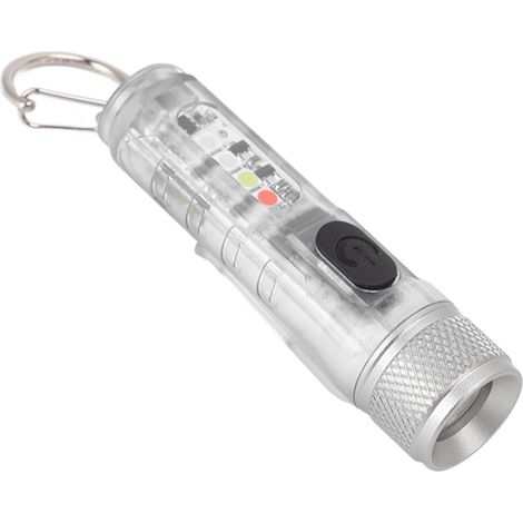 Lampe torche porte-clés longue portée, lampe torche LED ultra-lumineuse rechargeable par USB, mini lampe torche pour l'extérieur M300, transparente non fluorescente (1/5)
