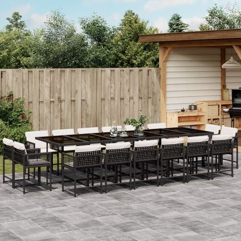 Set de muebles jardín 17 pzas con cojines ratán sintético negro vidaXL (1/5)
