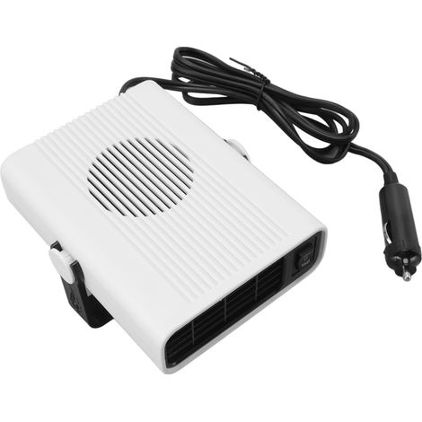 Chauffage de voiture portable 12 V avec désembueur et dégivreur de pare-brise et prise allume-cigare (blanc). (1/5)
