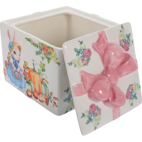 Pot de rangement en céramique avec motif d'osier 2200 ml Boîte facile pour les repas à (1/5)