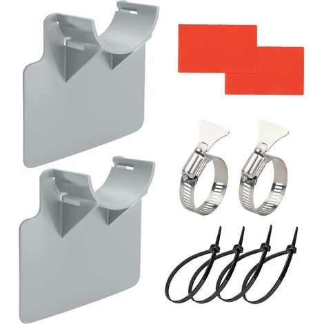Lot de 2 supports pour tuyau d'aspiration de piscine - Outils de jardin et accessoires de piscine - Gris (1/5)