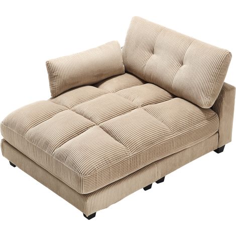 Palmensessel, flauschige streifenpolster, handgeländer mit rollenden polstern, klappen für den kopf, drei tassen und eine seitliche hosentaschen passen in ein wohnzimmer und ein schlafzimmer, Khaki (1/5)