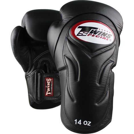 Guantes de boxeo Twins de cuero genuino bgvl-6 negros de 14 oz. (1/4)