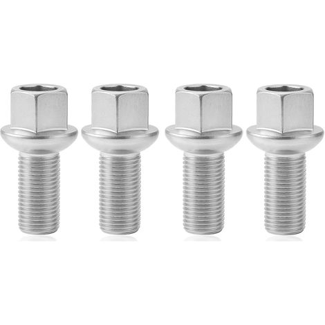 Pack de 4 Boulons de Roue M14x1.5x27 mm, Boulons de Roue avec Ceinture Conique à 60° Compatibles, Durables et Adaptés pour Une Installation et Une Sécurité Améliorées des Roues (1/5)