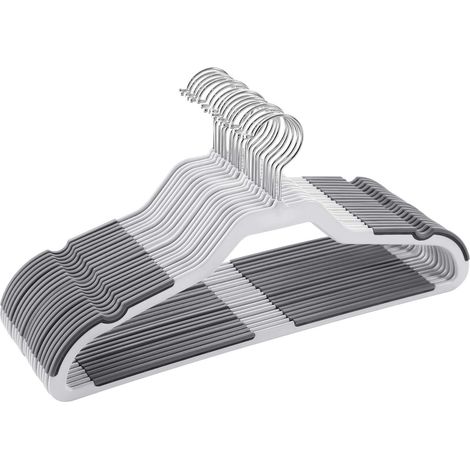 SONGMICS 20 grucce con gancio girevole a 360°, con strisce antiscivolo, molto resistenti, per giacche, camicie, cappotti, top con bretelle, grigio CRP44G (1/5)