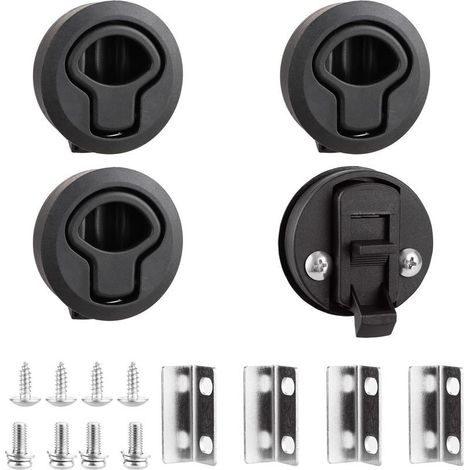 Lot de 4 serrures de meubles en plastique noir pour armoires, bateaux, caravanes, meubles à tiroirs