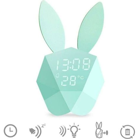 Lovely rabbit LED bedside lamp + built-in alarm clock function. Lithium battery. (1/4)