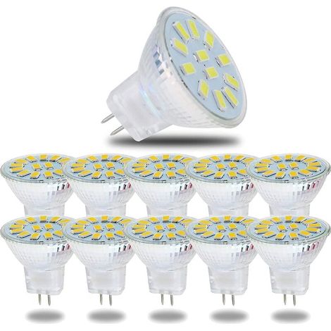 Bombilla LED MR11 GU4 de 5 W, luz blanca fría 6000 K, 600 lúmenes, reemplazo de bombilla halógena de 50 W, no regulable, ángulo de haz de 120°, paquete de 10 (1/5)