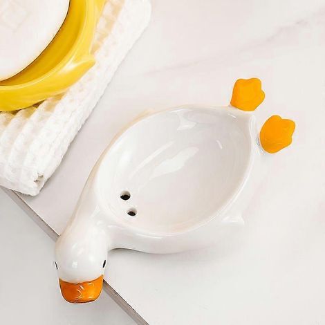 Porte-savon blanc en PP, idéal pour la salle de bain, la douche ou le comptoir. Boîte de rangement pour savon avec diffuseur et disque de douche intégré. (1/5)