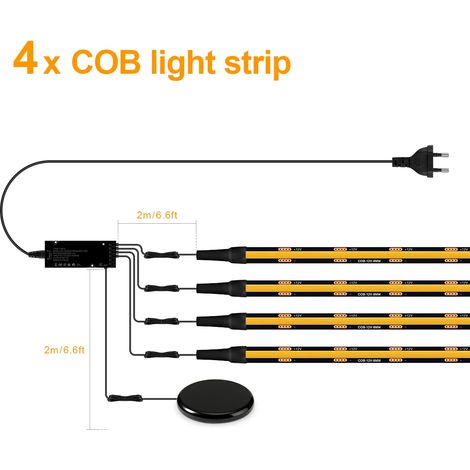 (4 bandes, lumière naturelle, 1 m) Panneau mural décoratif à grille intégrée, insonorisant, bandes lumineuses LED COB, 12 V (1/5)