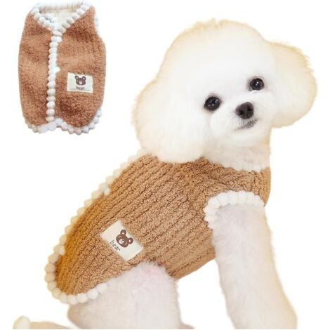 Veste d'hiver pour chien – coupe-vent et isolante pour les basses températures – gilet sans manches avec doublure en polaire – adapté aux petites races de chiens et chats (taille S)