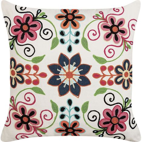 Throw Cushion BAHRAICH Cotton 50 x 50 cm Multicolour Floral Pattern