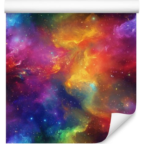 Aquarell-Galaxy-Tapete, lila und rot, 50 x 1000 cm (1/5)