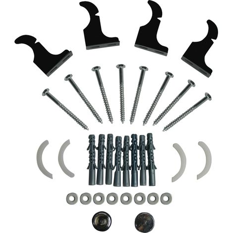 NRG Flat Oval Radiator Fittings Set Wall Mounting Kit Air Vent Plug Black