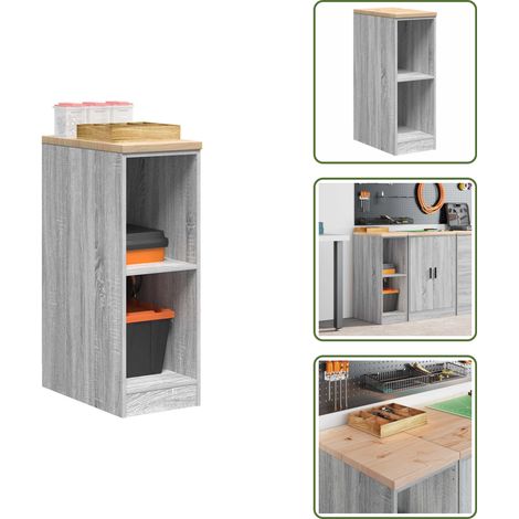 The Living Store Garagen-Aufbewahrungsschrank Grau Sonoma Massivholz Kiefer - Werkstatt (1/5)