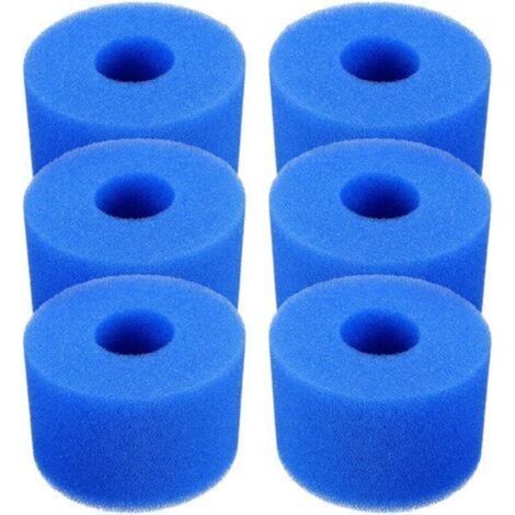 Cartucho de filtro para piscina, pack de 6 cartuchos de filtro para piscina reutilizables y lavables de espuma para jacuzzi tipo S1 (azul) (1/4)