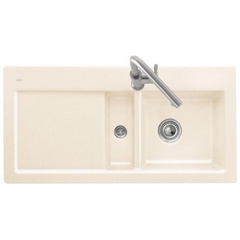 Subway 60 flat, Éviers à encastrement affleurant, 965 x 475 mm, Disponibleavec égouttoir à droite ou à gauche, Installation à fleur dans plan de travail en pierre naturelle ou reconstituée, Évier non