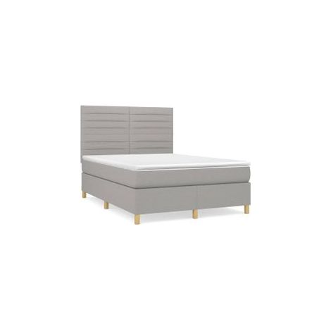 Sommier à lattes de lit avec matelas Gris clair 140x190 Tissu (1/5)