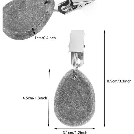 Set mit 8 Tischdeckengewichten, Tischdeckenhaltern, Tischdeckengewichten aus Stein, Haltern mit Metallclips (meliertes Grau) (1/5)
