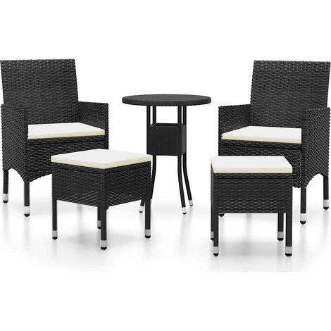 Set Divani da Giardino 5 pz Salotto da Giardino in Polyrattan Nero (1/5)