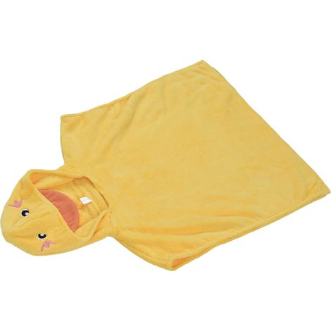 Cape de bain à capuche pour enfants - Serviette de plage polaire corail - Peignoir de bain bébé jaune