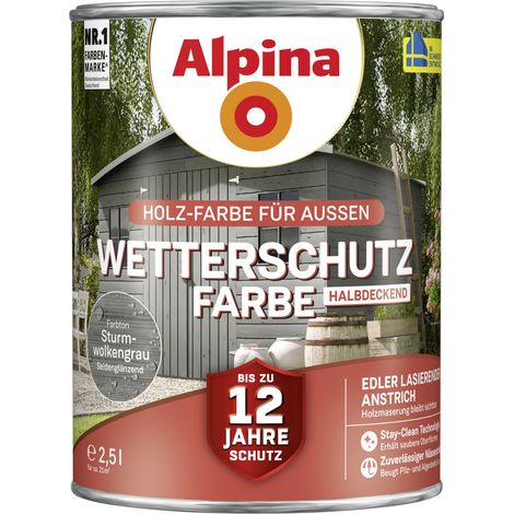 Alpina Wetterschutzfarbe 2,5 L sturmwolkengrau Holzschutzfarbe