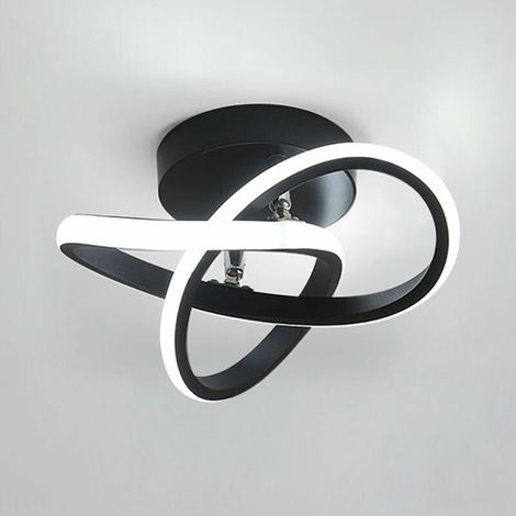 Plafonnier LED, Plafonnier LED Moderne Acrylique Noir 22W pour Couloir, Balcon, Escalier, Diamètre 24cm, Dimmable 3000K/4000K/6000K (1/5)