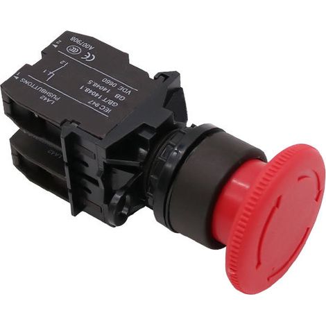 Bouton d'arrêt d'urgence LA42-11ZS, interrupteur d'arrêt d'urgence un-à-un CJK22, ouverture de 22 mm. (1/3)