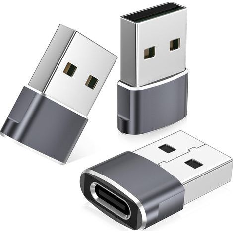 Adaptateur USB vers USB C pour iPhone 17 Pro Max 3 Pack,Type C Femelle USBA Mâle Convertisseur Chargeur pour Apple 17e 16 15 14 13,iWatch 8 9 S11 SE,AirPods Pro 3 2,iPad 10 Air 4 5 Mini 6 7 (1/5)