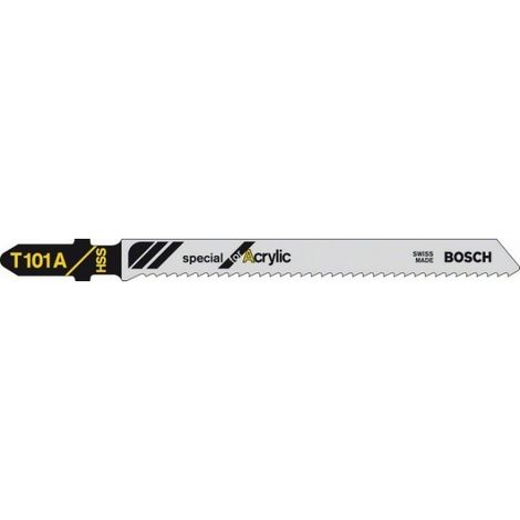 Bosch – Lame de scie sauteuse T 101 A pour Plexiglas et polycarbonate 100 mm – Lot de 5 – Pas 2 mm – 2608631010