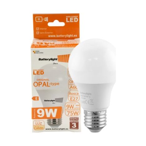 Ampoule standard E27 - 820 lumens - 9 W - 6 000 K, à piles (1/5)