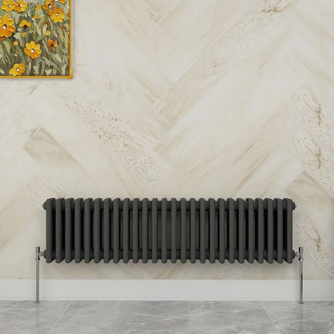 SKY Bathroom 300x1190mm 3 Column Radiator Horizontal Anthracite Traditional Column Radiator