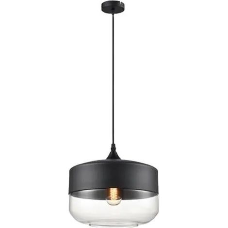 U-DO Lustre Suspension Industriel en Verre - 2523.5cm - Noir/Transparent (1/4)