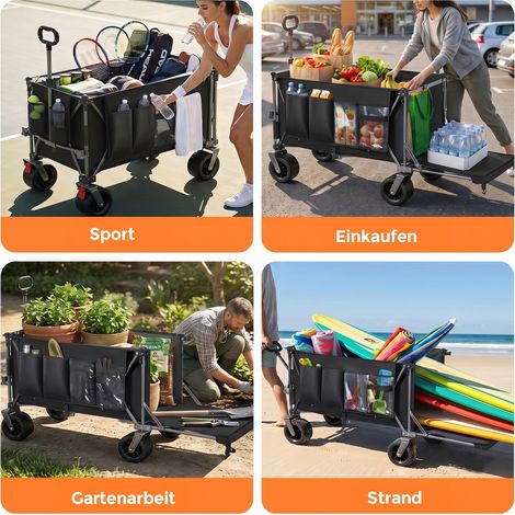 Carrello da giardino pieghevole 180x66x86 cm in acciaio nero salvaspazio FloraGrace (1/5)
