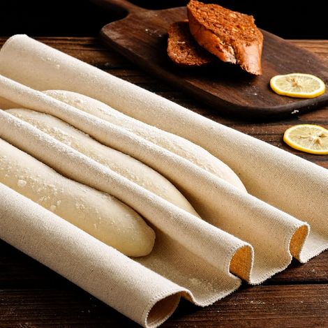 Tissu de Boulanger 90 60CM Pain Baguette Couche de Boulanger Antiadhésif Tissu de Boulanger en Coton Naturel Fermentée de Boulangers de Tissu pour Cuisson des Baguettes de Pain