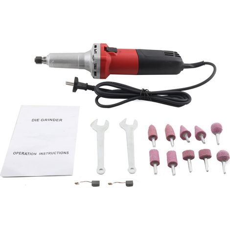 Geradschleifer 750W, 0-27000 U/min Meuleuse Barre avec Régulateur de Vitesse, Ponceuse avec 14 Accessoires, Spanner Ø 6mm Étanche Silencieuse pour Meuler, Polisser, Découper (1/5)