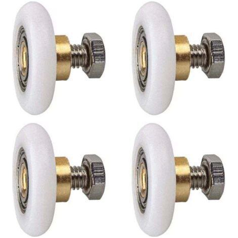 Rouleau de porte de douche, Rouleau Roulette Roue pour Porte de Douche Roulettes Coulissantes Porte Roue de Remplacement pour Rouleau 4 pièces (20MM) (1/4)