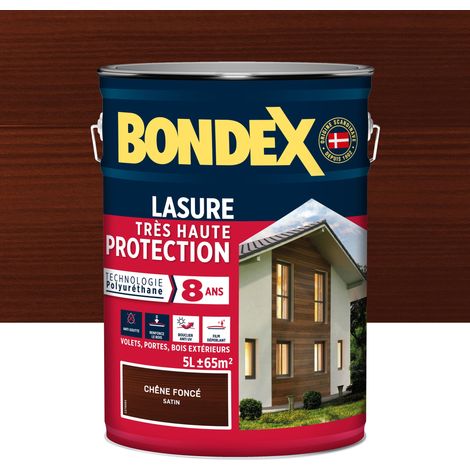 Bondex - Lasure pour Bois Très Haute Protection 8 ans - Satin Chêne Foncé - 5L
