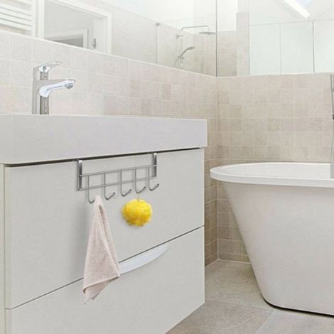 Crochets décoratifs suspendus au-dessus des crochets de porte de salle de bain, support de rangement pour vêtements et serviette (1/4)
