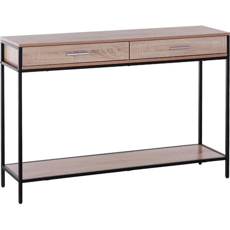 Console d'entrée avec tiroirs et structure en acier pour couloir, 120 x 30 x 81,5 cm, chêne (1/5)