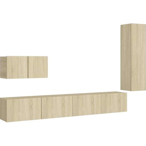 Maison Exclusive - 4-tlg. TV-Schrank-Set Sonoma-Eiche Holzwerksto (1/5)